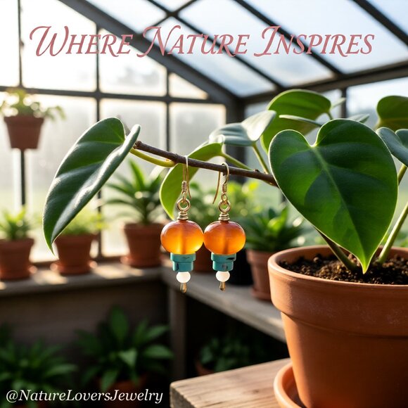 Colorful Chunky Monkeys! Get Seen & Turn Heads! Orange & Turquoise Stone Earring - Picture 3 of 11